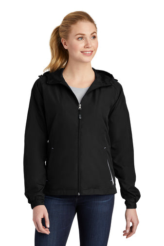 Sport-Tek Ladies Colorblock Hooded Raglan Jacket
