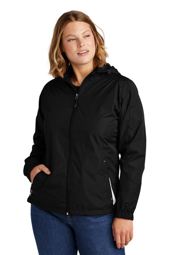Sport-Tek Ladies Colorblock Hooded Raglan Jacket