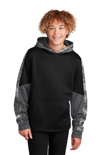 Sport-Tek Youth Sport-Wick Mineral Freeze Fleece Colorblock Hooded Pullover