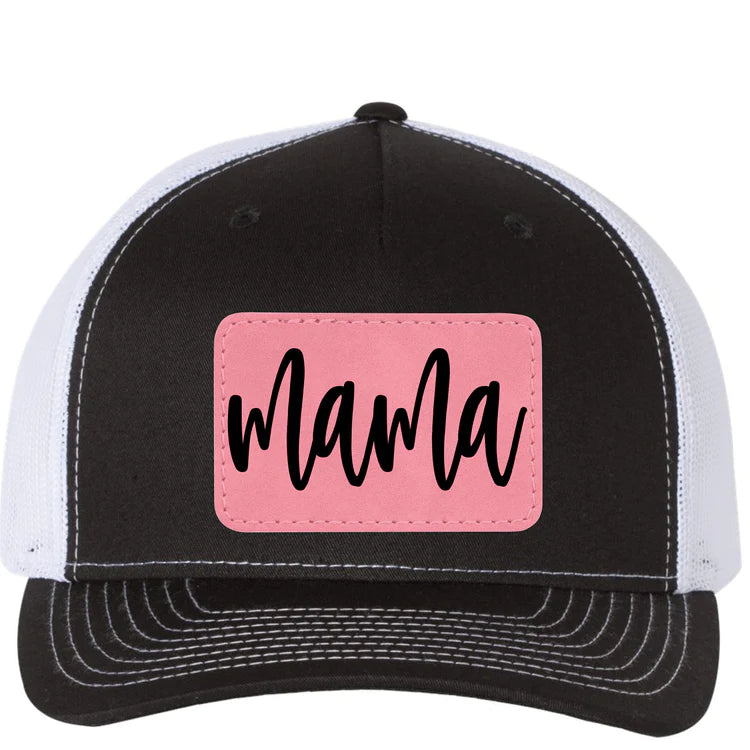 Mama Cursive Leather Patch Hat